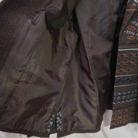 COLDWATER CREEK Blazer Brown Denim Blue Embroidery, Gems, Beaded Size 16/42 - Picture 6 of 14